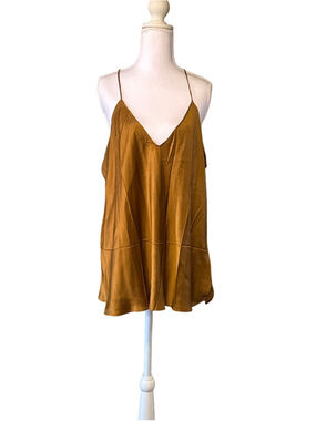 Banana Republic 100% Silk Olive Brown Flowy Cami Tank Top XL